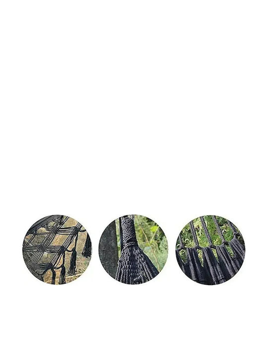 Hamac Dublu Material Textil Negru 200x150cm