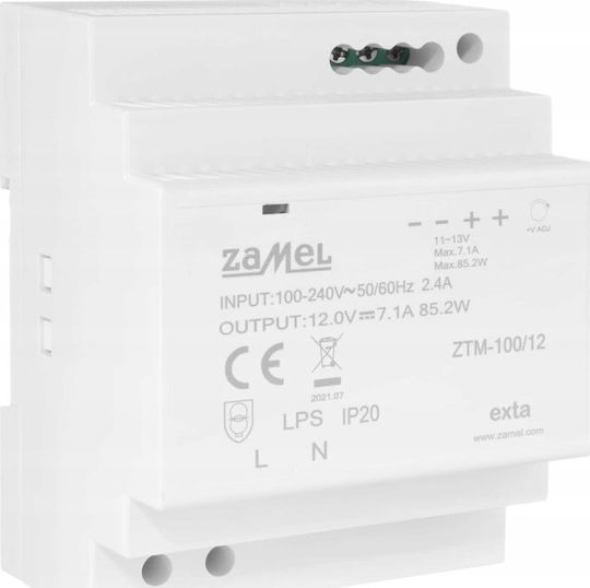 Th-35 Rail Mounted Switching Power Supply Din 100w 12v Dc Type Ztm-100/12 Ext10000285