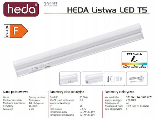 Lumax Lumină Sub-Dulap Bucătărie 18W Alb natural 120cm.