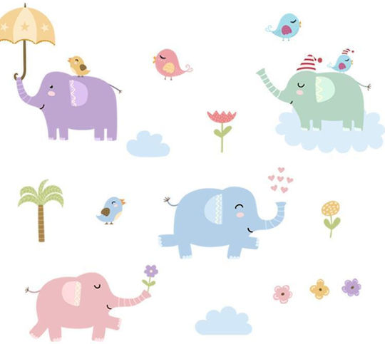 Babyloon Детска стикерна за стена Стена Colourful Elephants