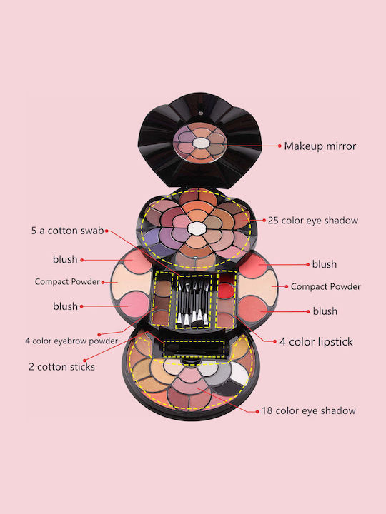 Miss Rose Make-up-Paletten und Sets Schwarz Runde Blume 7002-360