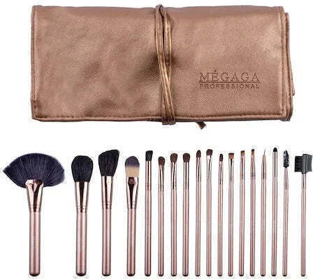Set Cadou Kit Machiaj 190 Culori Farduri De Ochi Blush Eyeliner Pudră + Set 18 Pensule De Machiaj Megaga Gold De Înaltă Calitate
