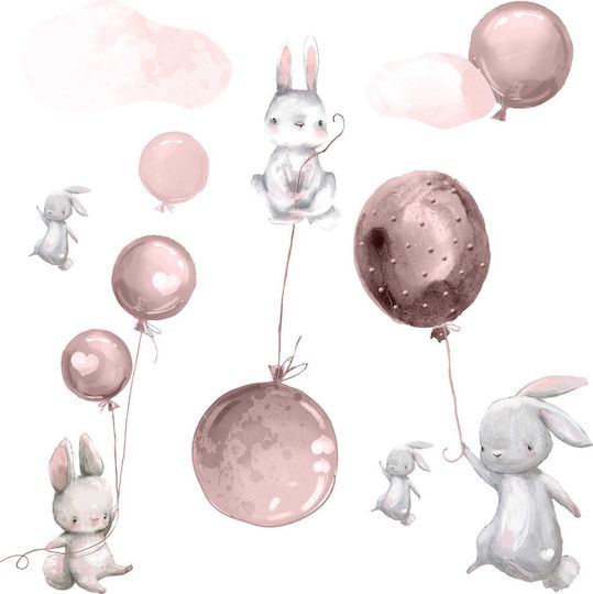 Kids Wall Stickers Bunny Clouds Balloons Sticker 120x240