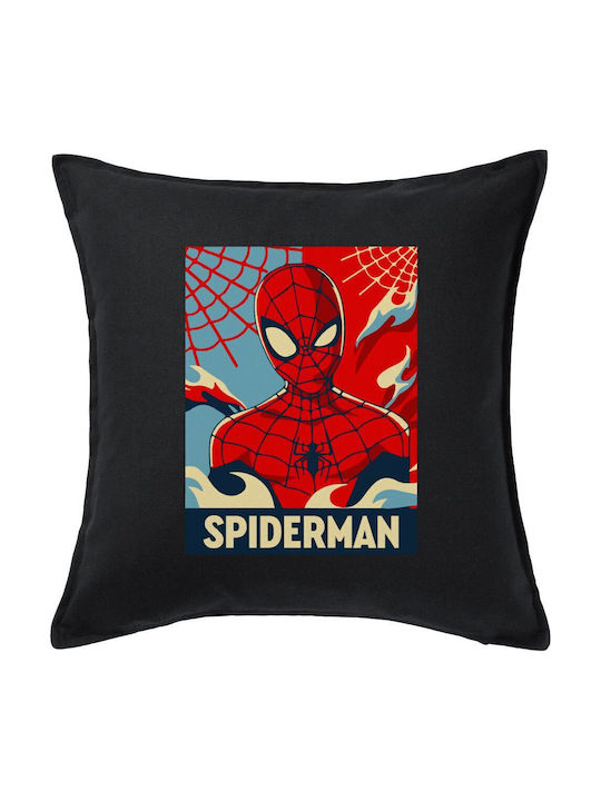 Spiderman Kid Μαξιλάρι Καναπέ Μαύρο 100% Βαμβάκι Περιέχεται Γέμισμα 50x50cm