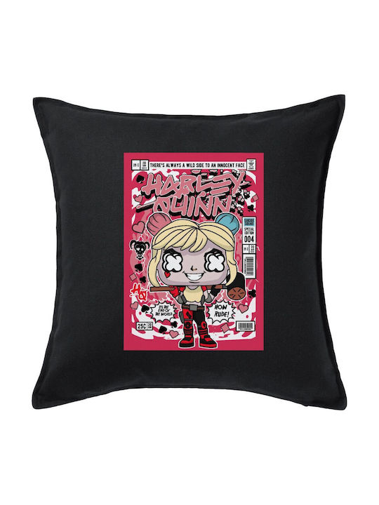 Harley Quinn Pillow Sofa Black 100% Cotton Filling Included 50x50cm