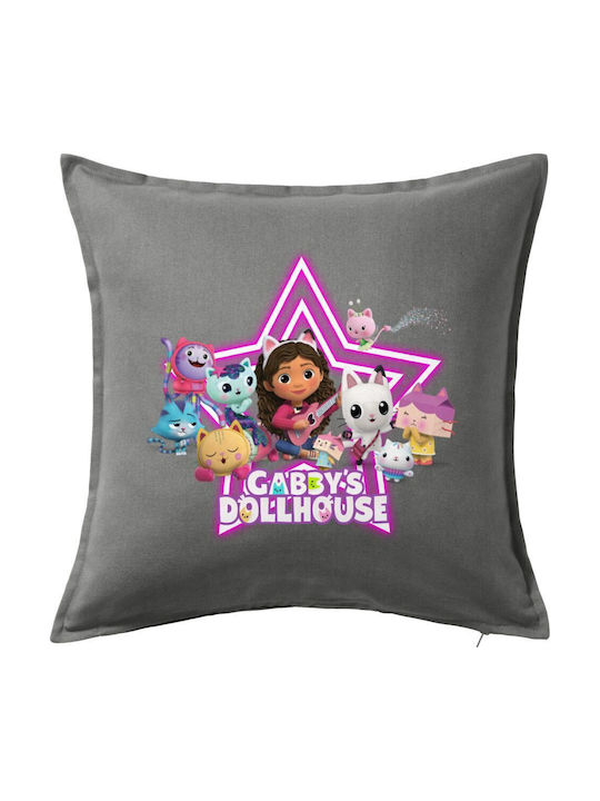 Gabby Dollhouse Dollhouse Pillow Gray 100% Cotton Includes Filling 50x50cm