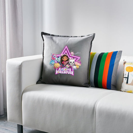 Gabby Dollhouse Dollhouse Pillow Gray 100% Cotton Includes Filling 50x50cm