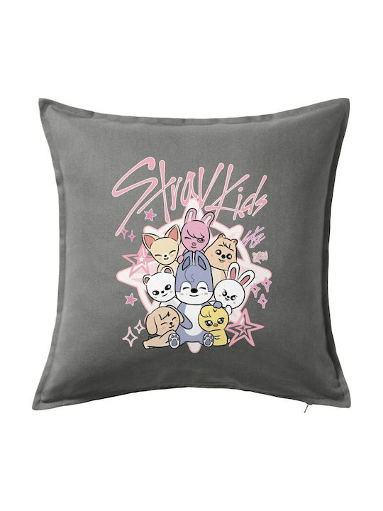 Stray Kids Pink Kids Throw Pillow Gray 100% Cotton Contains Filling 50x50cm