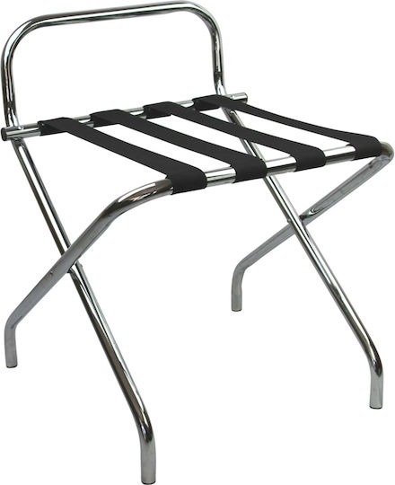 Sidirela Metallic Foldable Hotel Luggage Rack Silver with Dimensions 55x46xH70cm Foldable with Backrest