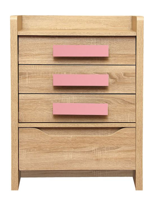 Comodă pentru copii Sonoma / Roz cu 4 sertare 63x40x80buc