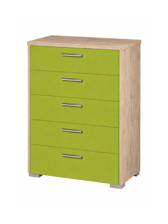 Детска гардеробна шкафче No 5 Oak-Light Green с 5 чекмеджета 60x45x90бр