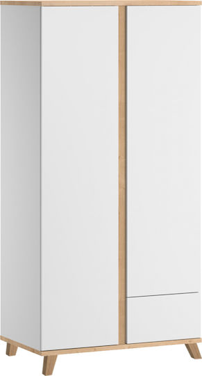 Cappuccino Zwei Türen Kinderkleiderschrank Weiß 105x55x196cm