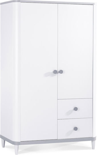 Aden Zwei Türen Kinderkleiderschrank mit 2 Schubladen Weiß 119x56x192cm