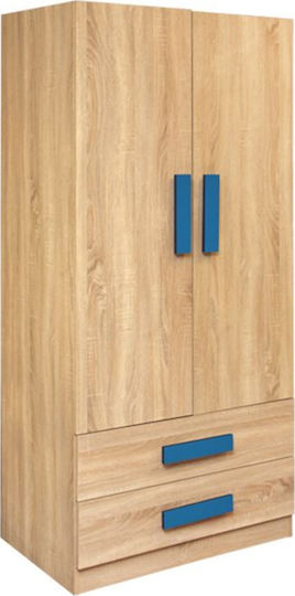 Ușă Dublă Dulap Cu 2 Sertare Sonoma Albastru Deschis 80x50x180cm