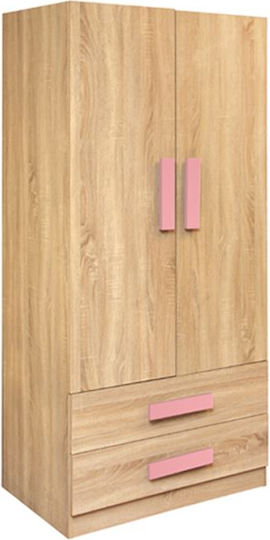 Playroom Sonama Δίφυλλη Ντουλάπα Ροζ 80x50x180cm