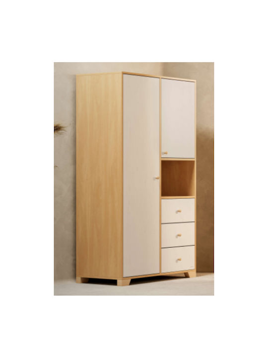 Zwei Türen Schrank mit 3 Schubladen Beige 100x54x190cm