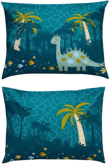 Kentia Set Kids Pillowcases from 100% Cotton 50x70cm Petrol Green