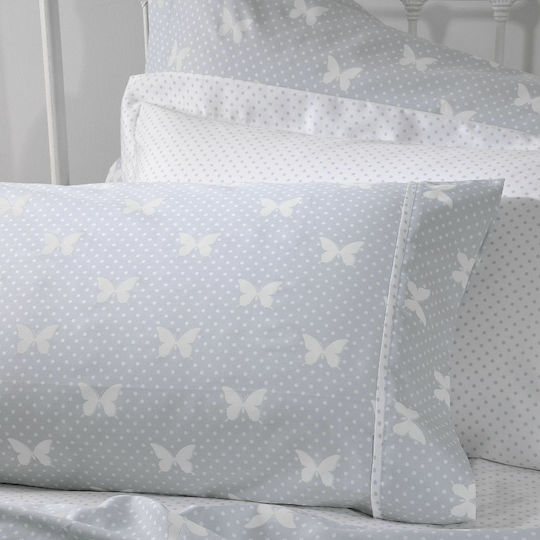 Down Town Home Kinder Kissenbezüge Set Baumwollsatin 52x75cm Light Grey