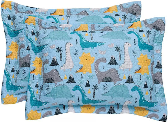 Das Home Cute Dinos Σετ Παιδικές Μαξιλαροθήκες 50x70εκ. Blue, Grey