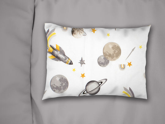 Dimcol Space Παιδική Μαξιλαροθήκη από 100% Βαμβάκι 50x70εκ. White-grey