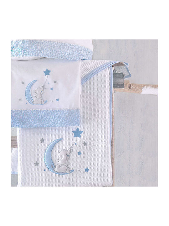 Rythmos Blanket Cot Elephant Waffle White 120x150cm