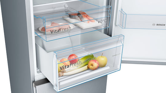 Bosch Fridge-Freezer 368lt Total NoFrost H201xW60xD66cm Silver KGN39VIDB