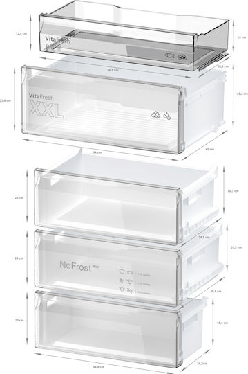 Bosch Frigider-congelator Total NoFrost Înălțime203xLățime70xAdâncime66.7cm Gri KGN492LAF