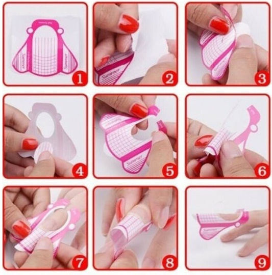 Nail Extension Forms Red 100 Pieces