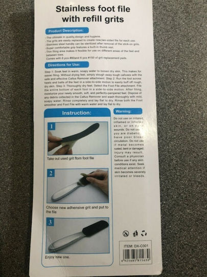 Foot File 25cm Stainless Steel 10 Pieces Replacement Sandpapers