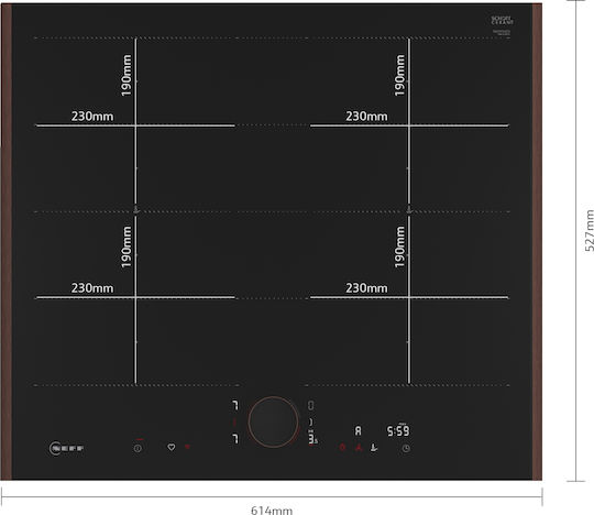 Neff N 90 Smart Induction Cooktop With Frame Autonomous with Child Lock Function 61.4x52.7εκ. Deep Black