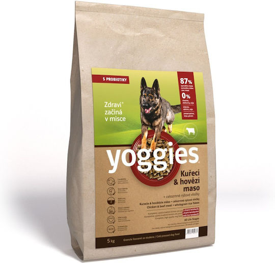 Dry Dog Food Chicken Beef Meat & Probiotics Cold Pressed Yoggies Mini 15kg