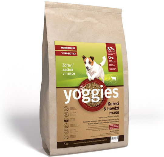 Dry Dog Food Chicken Beef Meat & Probiotics Cold Pressed Yoggies Mini 15kg