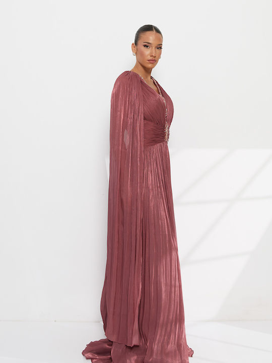 Sommer Maxi Abend Damenkleid Hemdkleid Rosa
