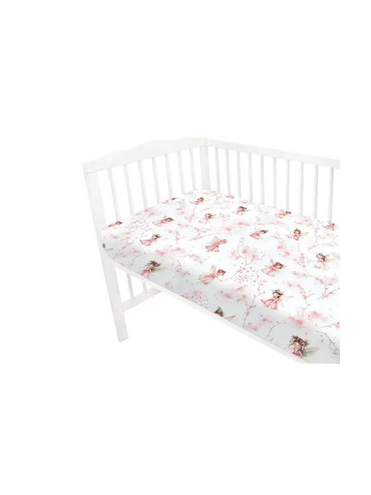 Qmini Lenjerie De Patut Bebe Pentru Patut Din Bumbac Cu Cauciuc Roz 140x70cm