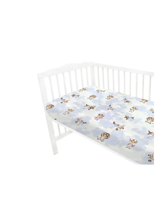Qmini Lenjerie De Patut Bebe Pentru Patut Din Bumbac Cu Cauciuc Bej 140x70cm
