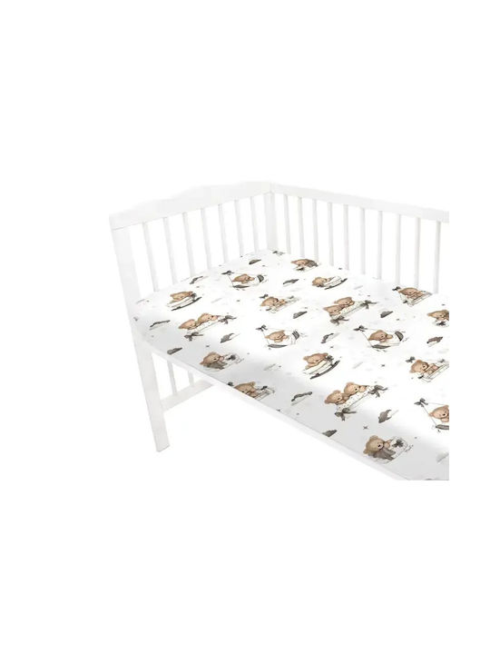 MimiNu Lenjerie De Patut Bebe Pentru Patut Din Bumbac Cu Cauciuc Bej 120x60cm