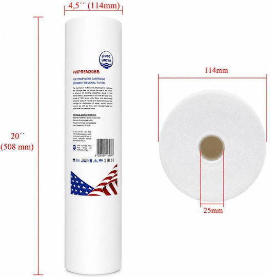 Water Filter Cartridge Reverse Osmosis / Faucet from Polypropylene 20" 5 μm