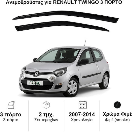 Heko Set of Windbreakers Front Car Dark Fime for Renault Twingo 3D 2008 2pcs