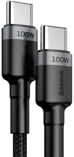 Baseus Cablu Cafule USB-C tată - USB-C 100W Gri 2m CATKLF-ALG1