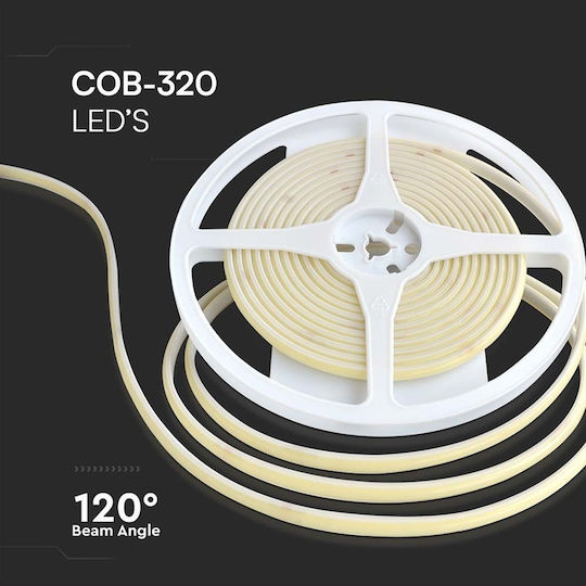 V-TAC Bandă LED Impermeabilă 24V Lumină Alb Rece 5m Tip COB