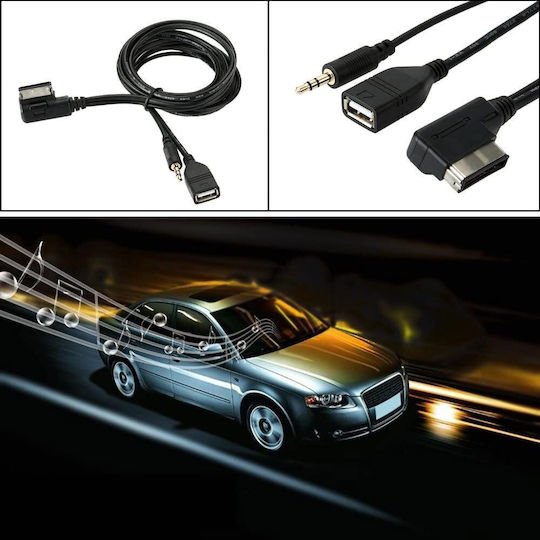 Cablu adaptor Ami Mmi Usb Aux Jack 3.5 Mm Audi A3 S4 A5 S5 A6 S6 A7 A8 Q5 Q7 R8 Seat Skoda Vw