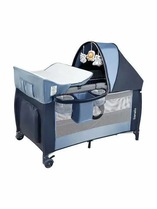 Lionelo Patut Pliabil Cu 2 Nivele Cu Masă De Schimbat Scutece Și Saltea Albastru 60x120cm