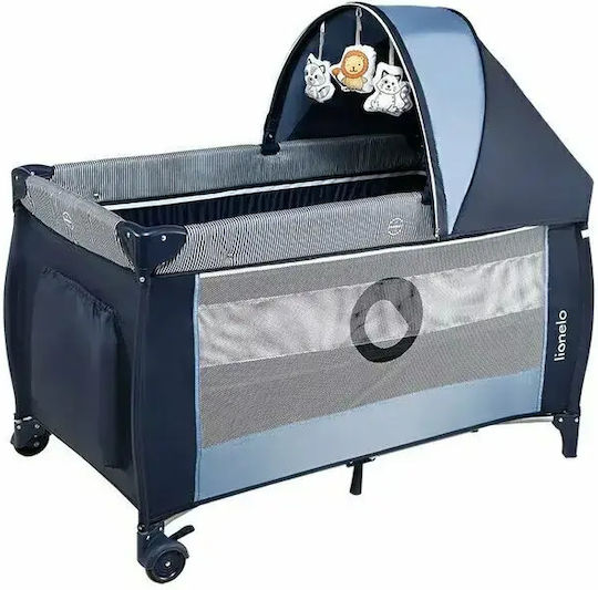 Lionelo Patut pliabil cu 2 Nivele cu Masă de Schimbat Scutece și Saltea Albastru 60x120cm Lionelo Patut pliabil cu 2 Nivele cu Masă de Schimbat Scutece și Saltea Albastru 60x120cm