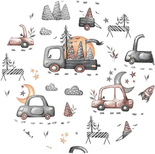 MimiNu Crib Bumper Snake Inside Cars Grey 180cm