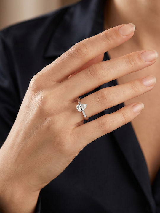Kiriakos Gofas Single Stone Ring In 18K White Gold With Diamond