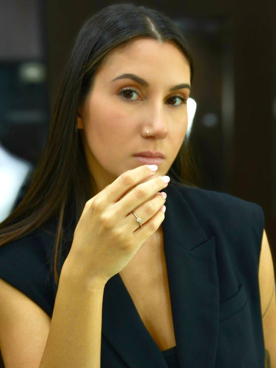 Mentzos Inel Din Aur Alb 18K Cu Diamant