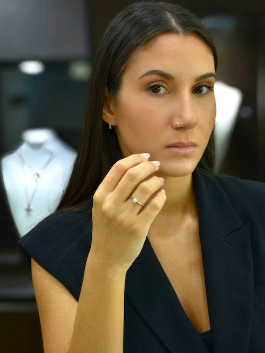 Mentzos Inel Din Aur Alb 18K Cu Diamant