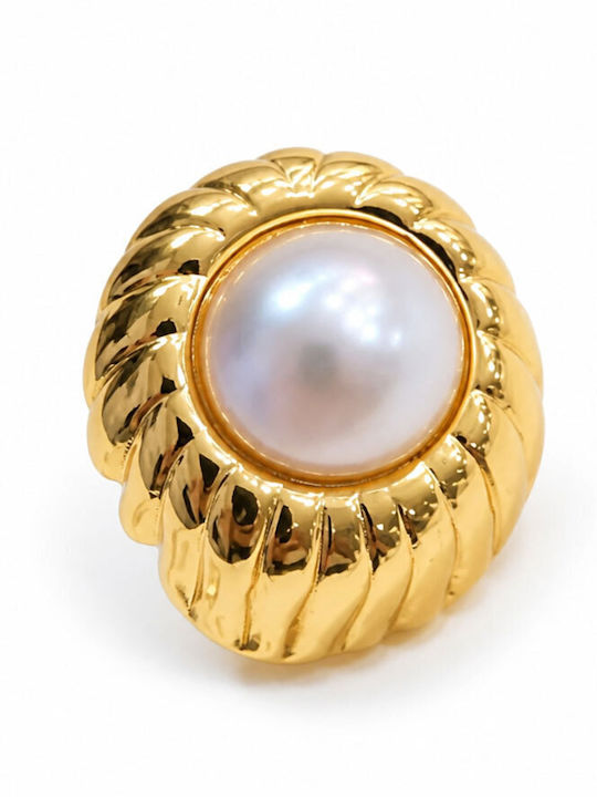 Touch Earrings Made Of Gold Plated Steel With Pearls 36 230 Gold Touch Earrings Made Of Gold Plated Steel With Pearls 36 230 Gold