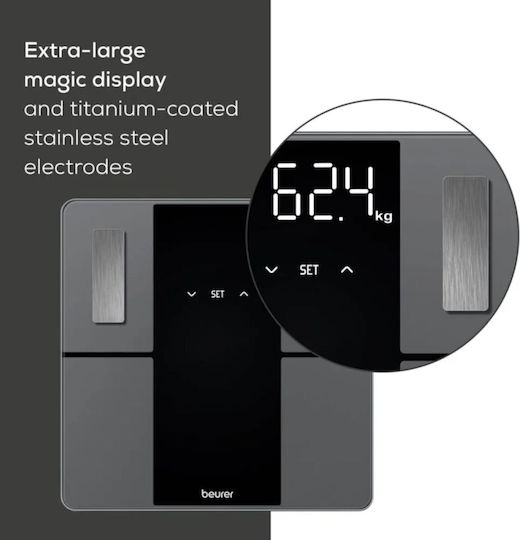 Beurer Smart Bathroom Scale 180kg with Bluetooth Black BF500BT
