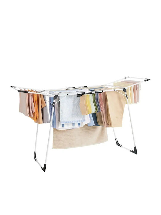 Songmics Uscător de Rufe Pliabil de Pardoseală Inox cu Lungimea Suportului de Uscare a Hainelor 18m